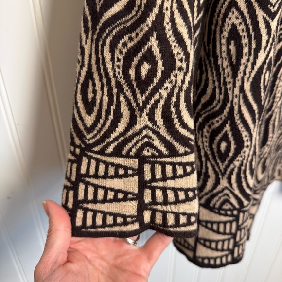 MOTH Anthropologie The Eyes Have It Brown And Cream Open Knit Cardigan Size M - Picture 2 of 10